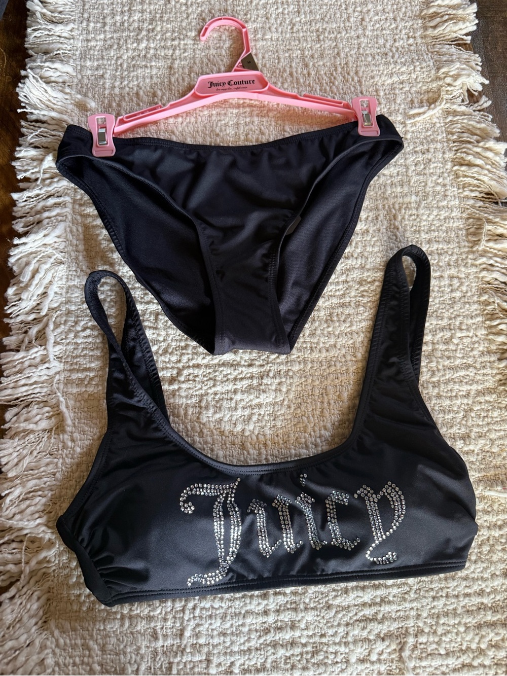 Bling JUICY COUTURE black 2 Pc Swim Suit Ruched Top